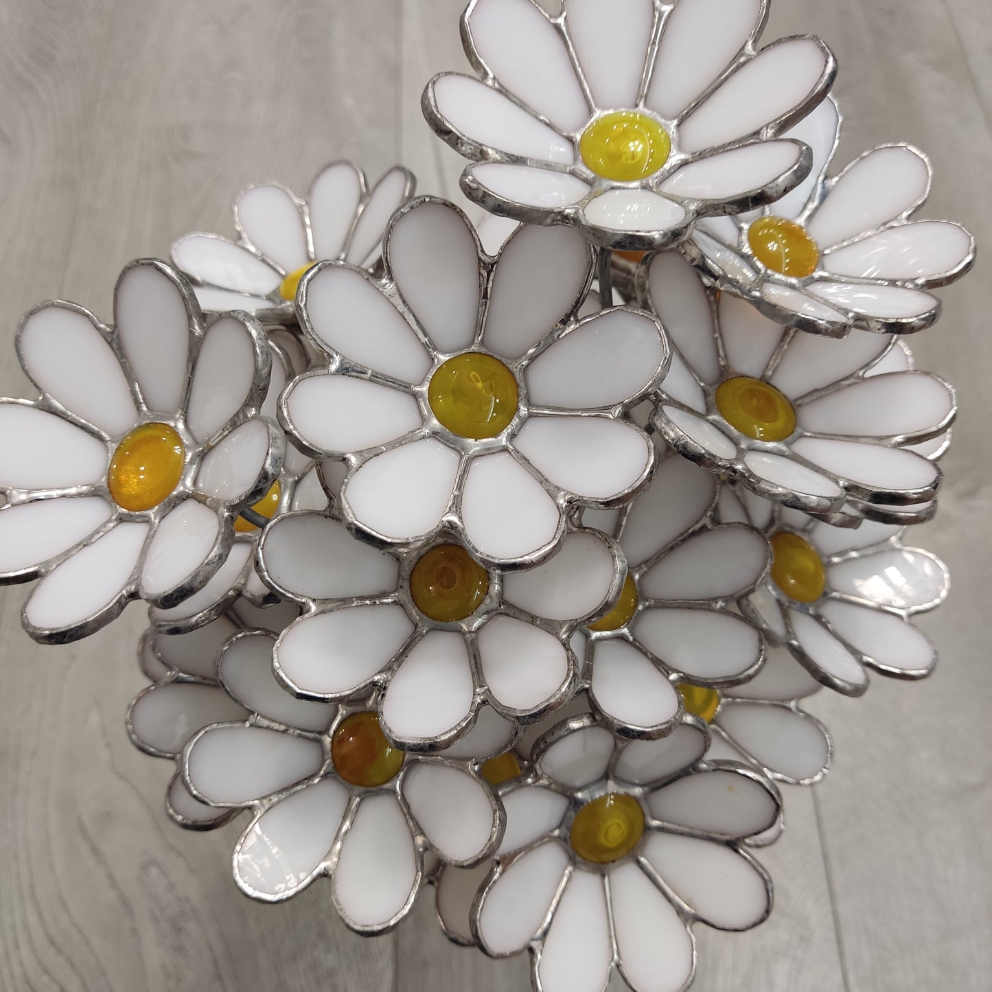 Stained glass chamomile 3D decor for a flowerpot gift for mom