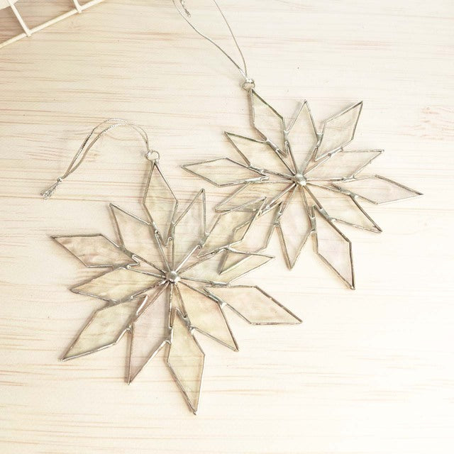 Stained glass iridescent snowflake Festive Snowflake Decoration, Christmas Tree Decor