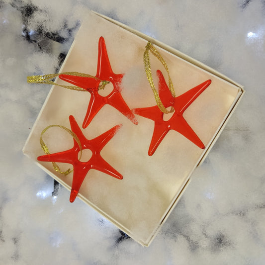 Charming Glass Stars for Your Christmas Tree - Set of 3, handmade Decor