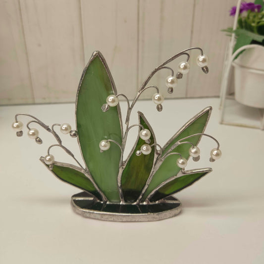 Stained glass lily of the valley 3d decor floral suncatcher