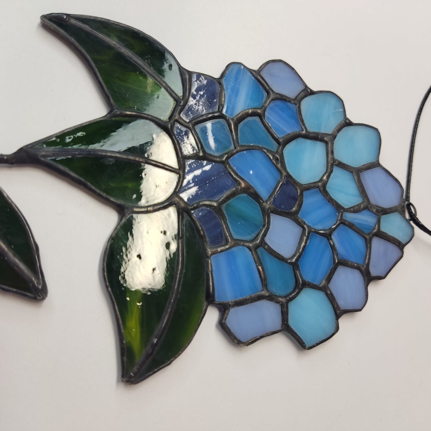 Stained glass blue hydrangea, blue hydrangea, floral tiffany glass, great decoration for window and wall