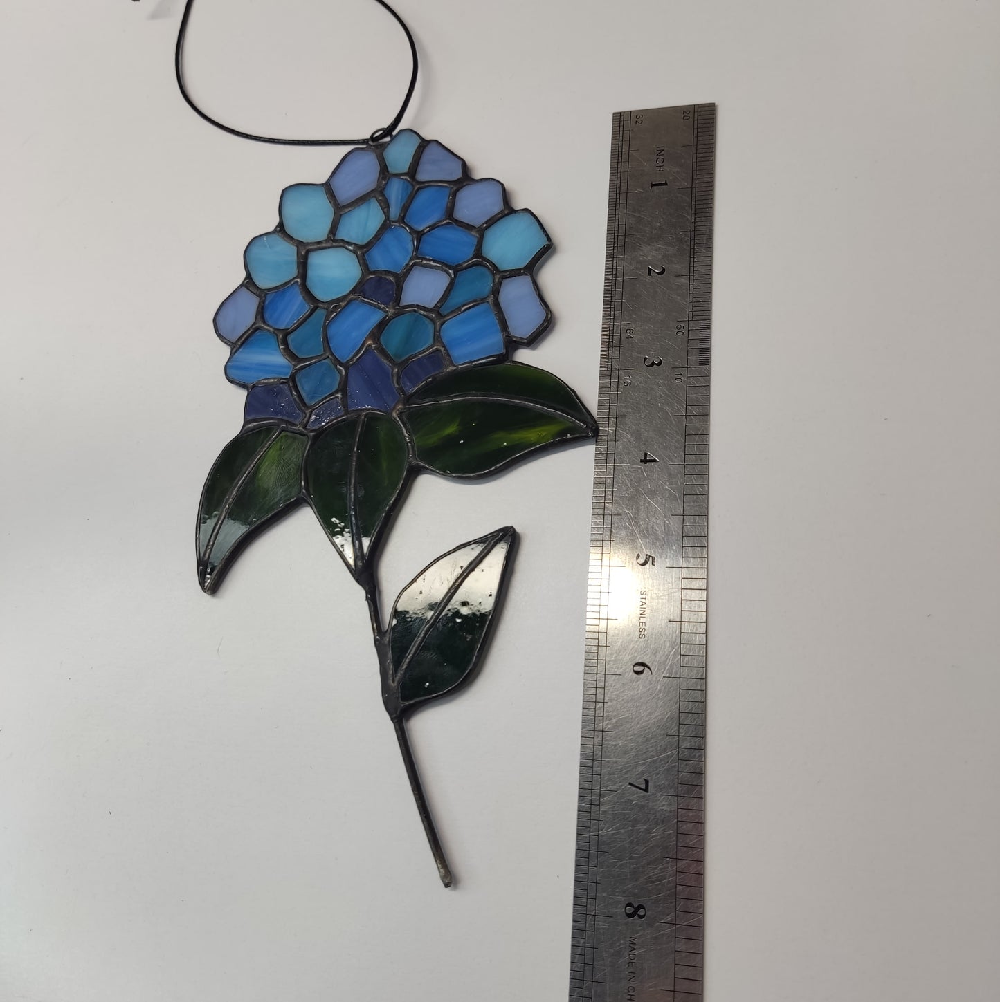 Stained glass blue hydrangea, blue hydrangea, floral tiffany glass, great decoration for window and wall