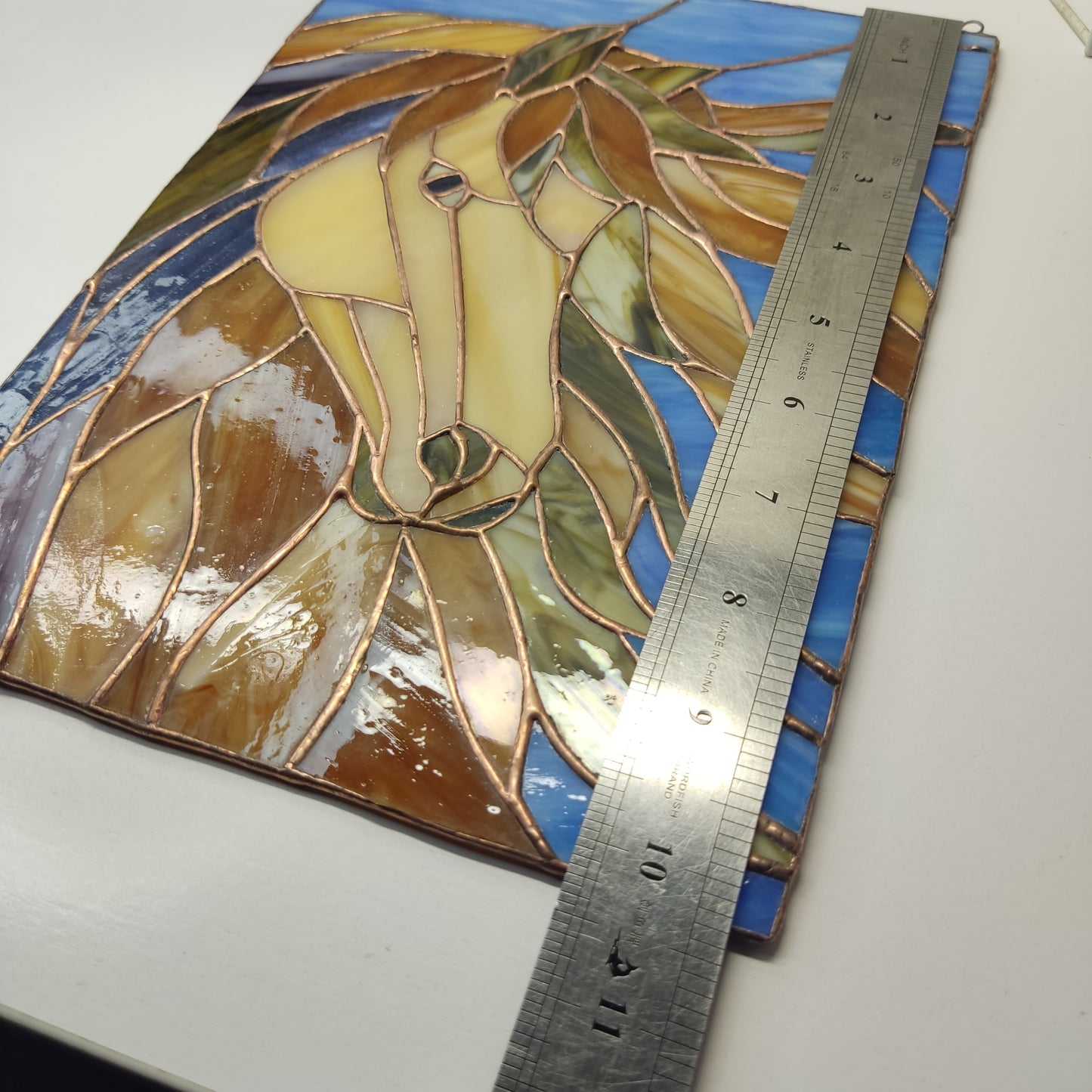 Stained glass horse, horse head, Stained glass panel, Window hangings, horse decor, wall art, suncatcher horse, horse statue