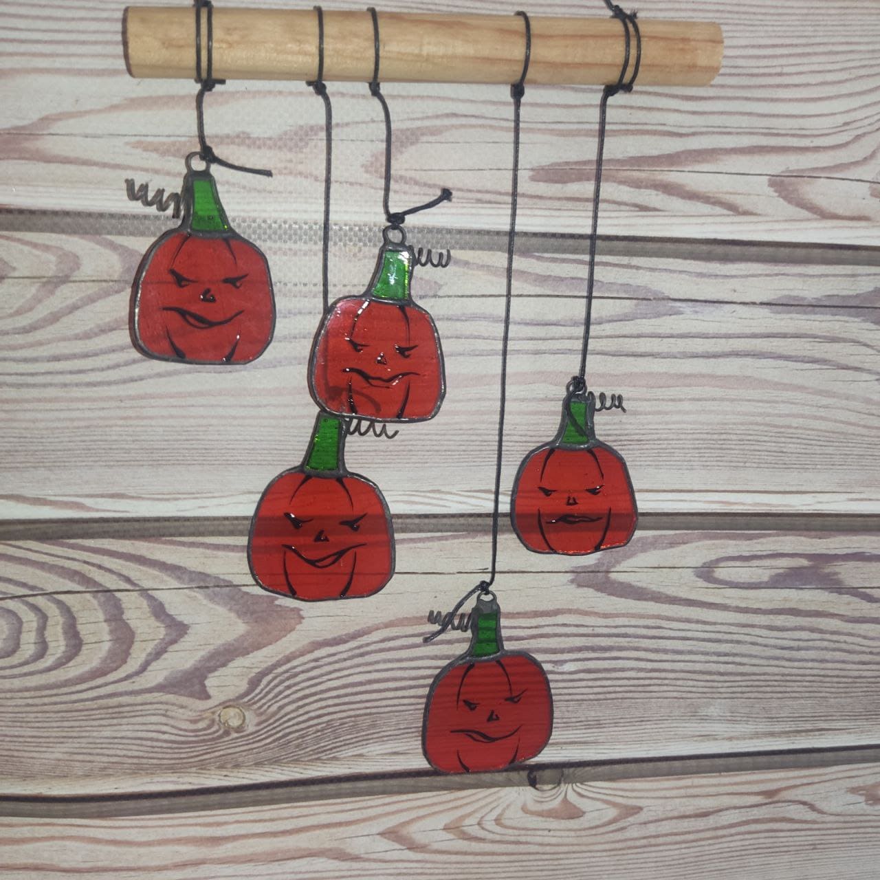 Stained glass handmade funny pumpkins decor for Halloween