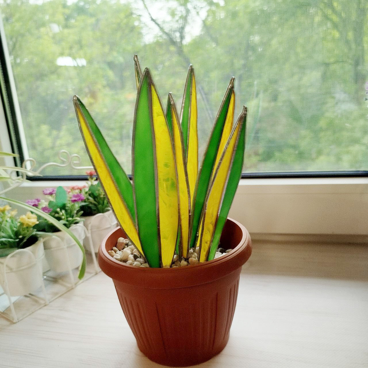 Stained glass succulent, Agave handmade plant, Agave decor, fake plant, plants suncatcher, table plant decor, 3d cactus, glass succulent