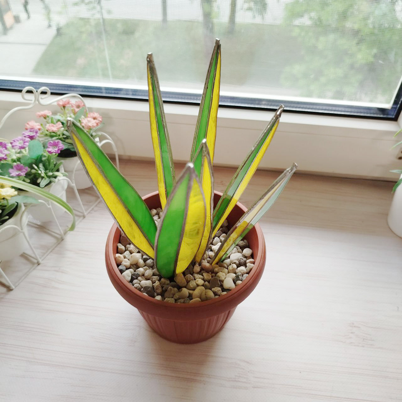 Stained glass succulent, Agave handmade plant, Agave decor, fake plant, plants suncatcher, table plant decor, 3d cactus, glass succulent