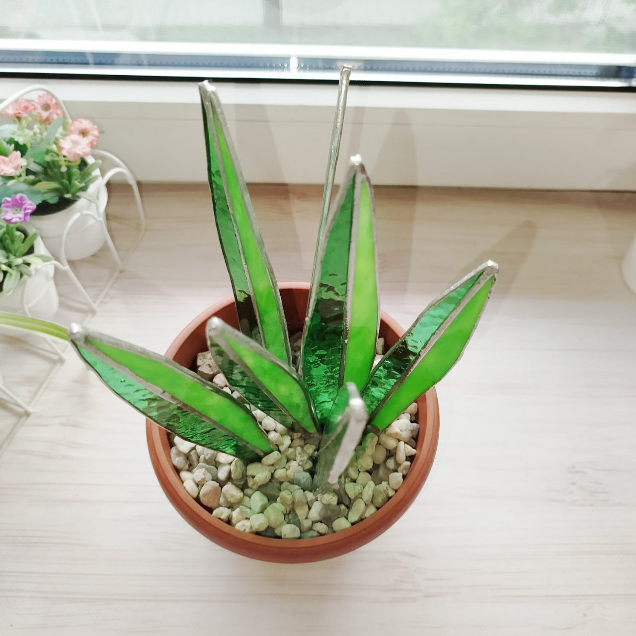 Stained glass Agave handmade plant, Agave decor succulent, fake plant, plants suncatcher, table plant decor, 3d cactus, glass succulent