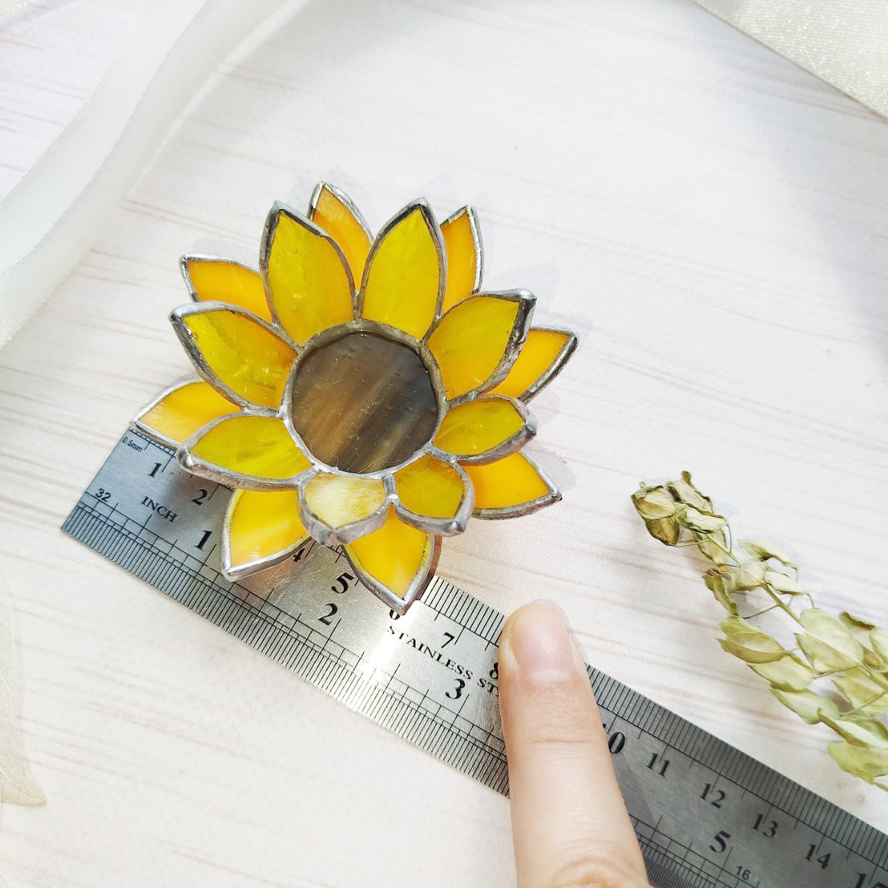 floral wedding ring dish, Sunflower Wedding, stained glass box wedding ring holder, glass jewelry dish, spring wedding decor