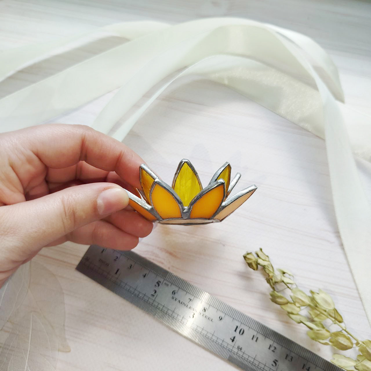 floral wedding ring dish, Sunflower Wedding, stained glass box wedding ring holder, glass jewelry dish, spring wedding decor